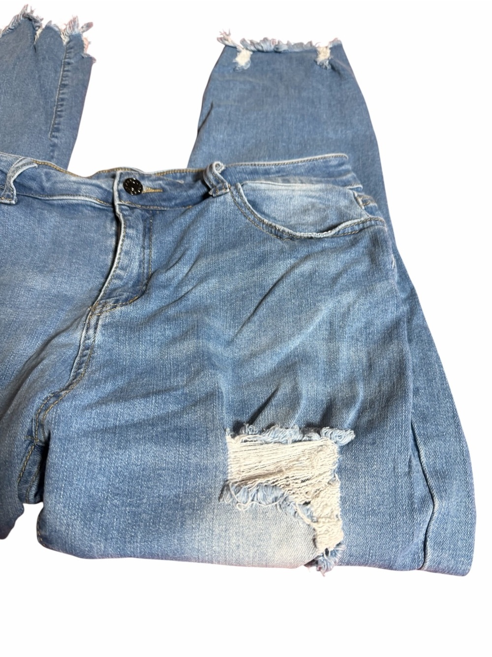 Women’s Distressed Light Blue XL Ripped Jeans - Picture 5 of 12
